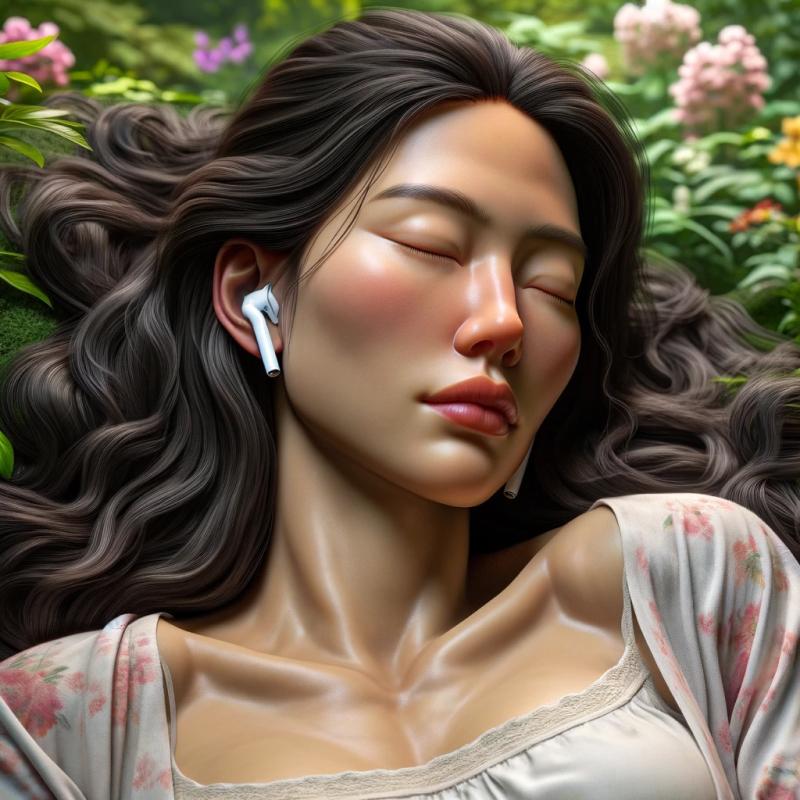 A man sleeping with headphones on his head